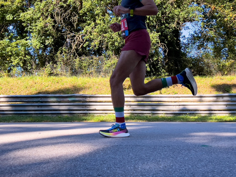 dirty Hoka running shoes