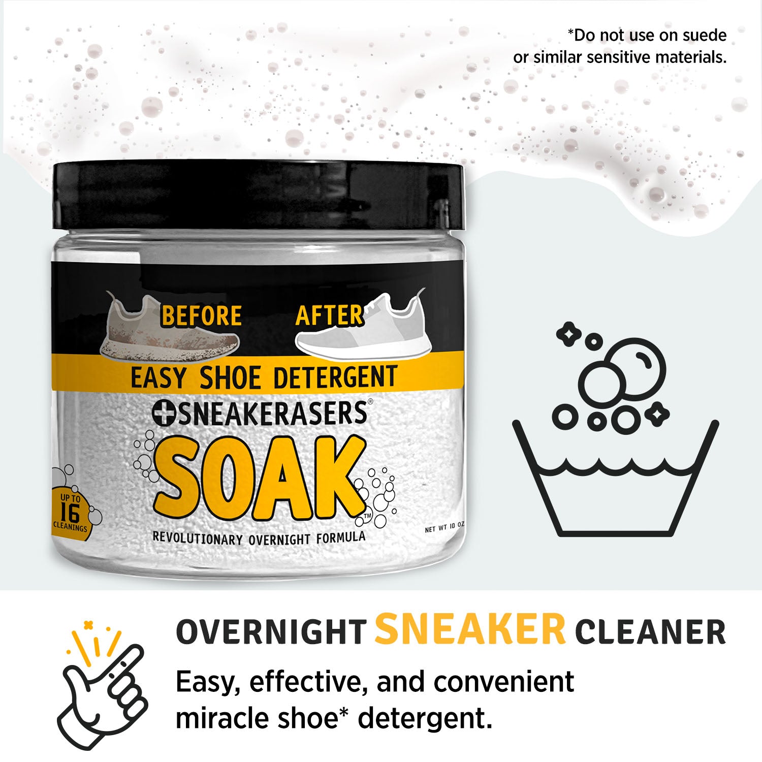 SneakERASERS Instant Sneaker Cleaner Sponge, Effective Shoe Cleaning Kit  for White Sneakers, Tennis Shoes - Pre-Moistened, Portable Shoe Cleaner